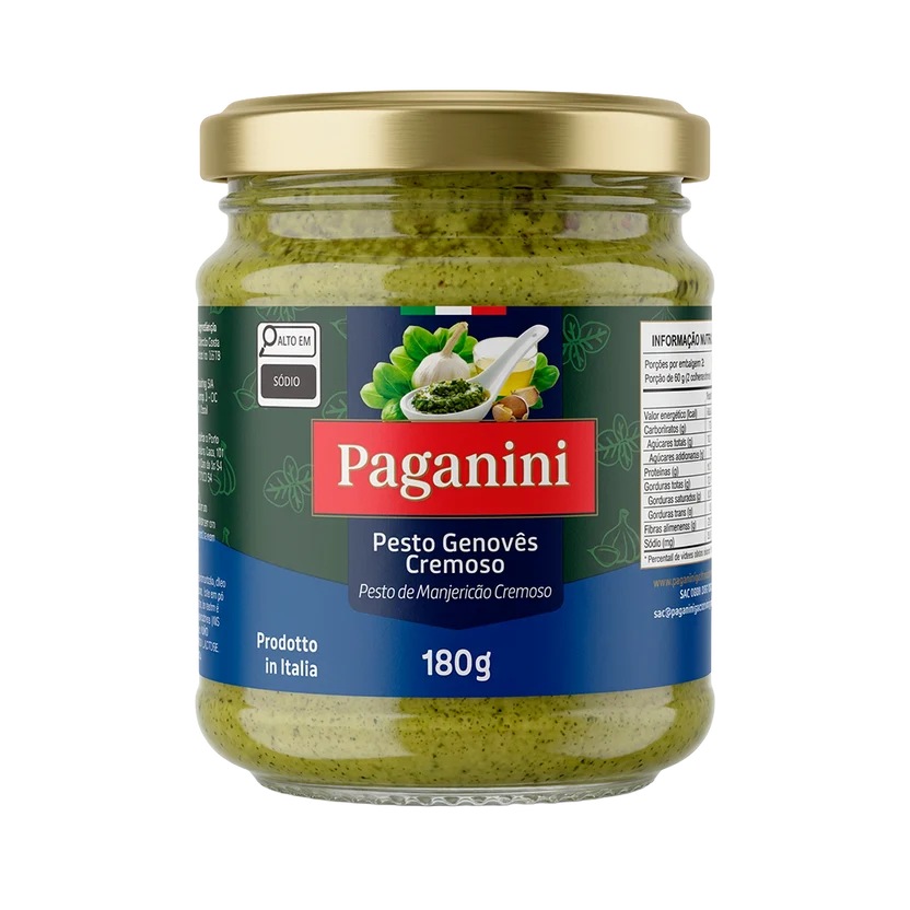 Molho Italiano Pesto Genovês Cremoso Paganini 180g